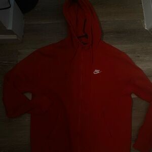 Red Nike zip up jacket size m